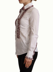 Dolce & Gabbana White Cotton Lace Long Sleeves Ruffle Collar Top Shirt -   -  Dolce & Gabbana.