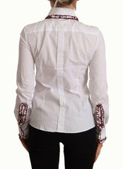 Dolce & Gabbana White Cotton Lace Long Sleeves Ruffle Collar Top Shirt -   -  Dolce & Gabbana.