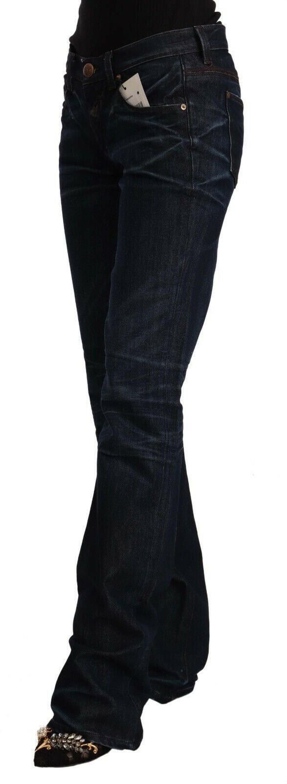 Ermanno Scervino Dark Blue Mid Waist Cotton Denim Straight Jeans -   -  Ermanno Scervino.
