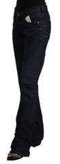 Ermanno Scervino Dark Blue Mid Waist Cotton Denim Straight Jeans -   -  Ermanno Scervino.