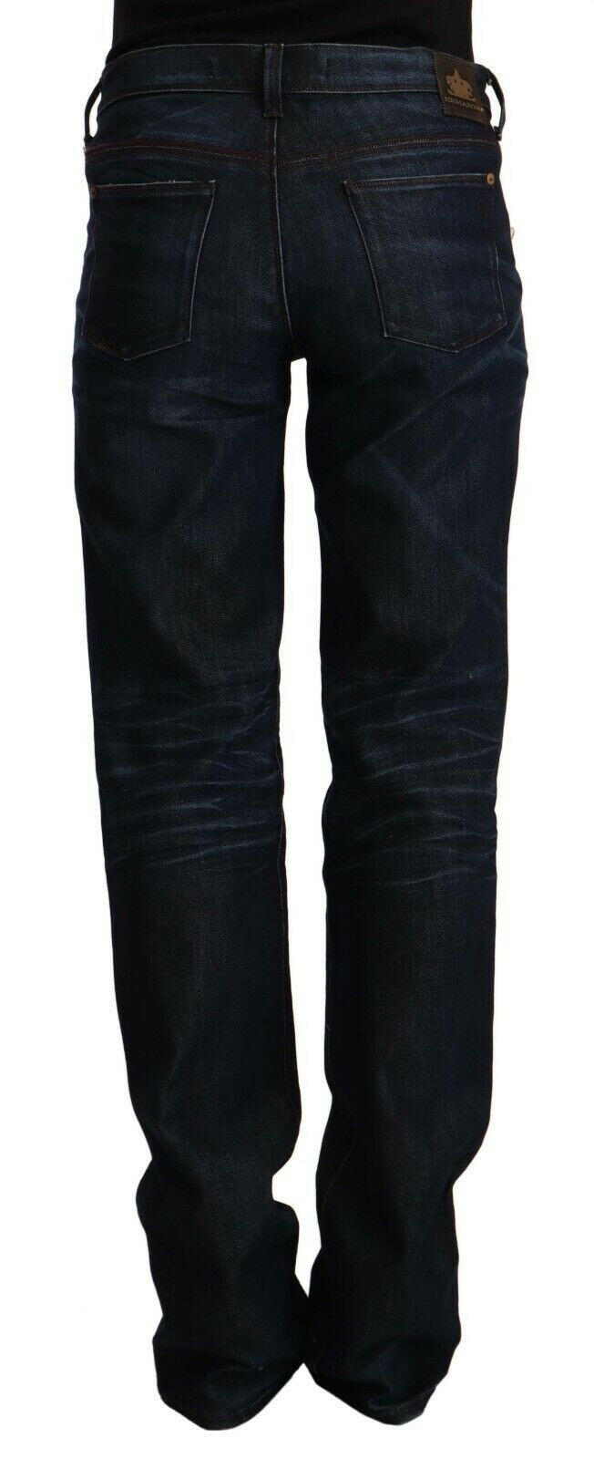 Ermanno Scervino Dark Blue Mid Waist Cotton Denim Straight Jeans -   -  Ermanno Scervino.
