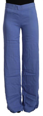 P.A.R.O.S.H. Blue High Waist Viscose Straight Wide Leg Pants -   -  P.A.R.O.S.H..