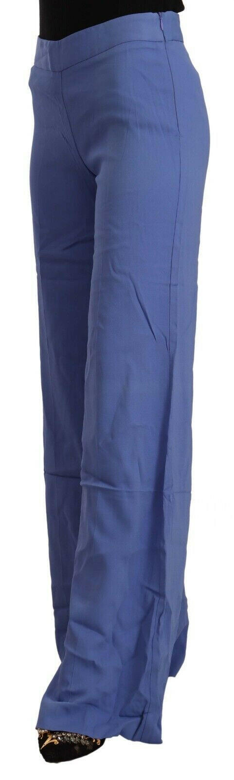 P.A.R.O.S.H. Blue High Waist Viscose Straight Wide Leg Pants -   -  P.A.R.O.S.H..
