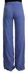 P.A.R.O.S.H. Blue High Waist Viscose Straight Wide Leg Pants -   -  P.A.R.O.S.H..