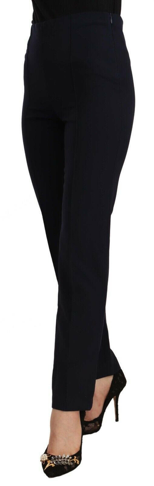 AGLINI Black High Waist Polyester Women Straight Pants -   -  AGLINI.