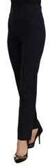 AGLINI Black High Waist Polyester Women Straight Pants -   -  AGLINI.