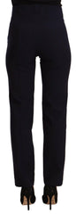 AGLINI Black High Waist Polyester Women Straight Pants -   -  AGLINI.