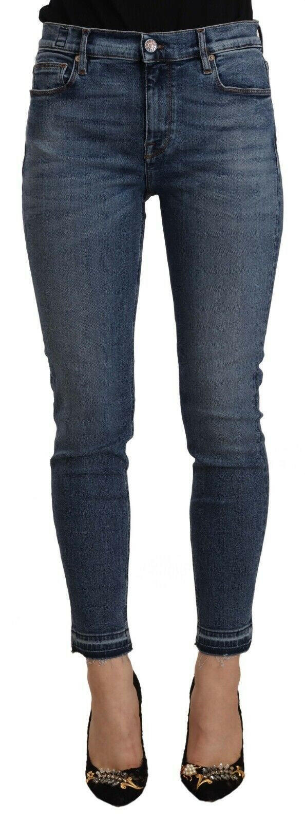 Don The Fuller Blue Mid Waist Cotton Denim Slim Fit Cropped Jeans -   -  Don The Fuller.