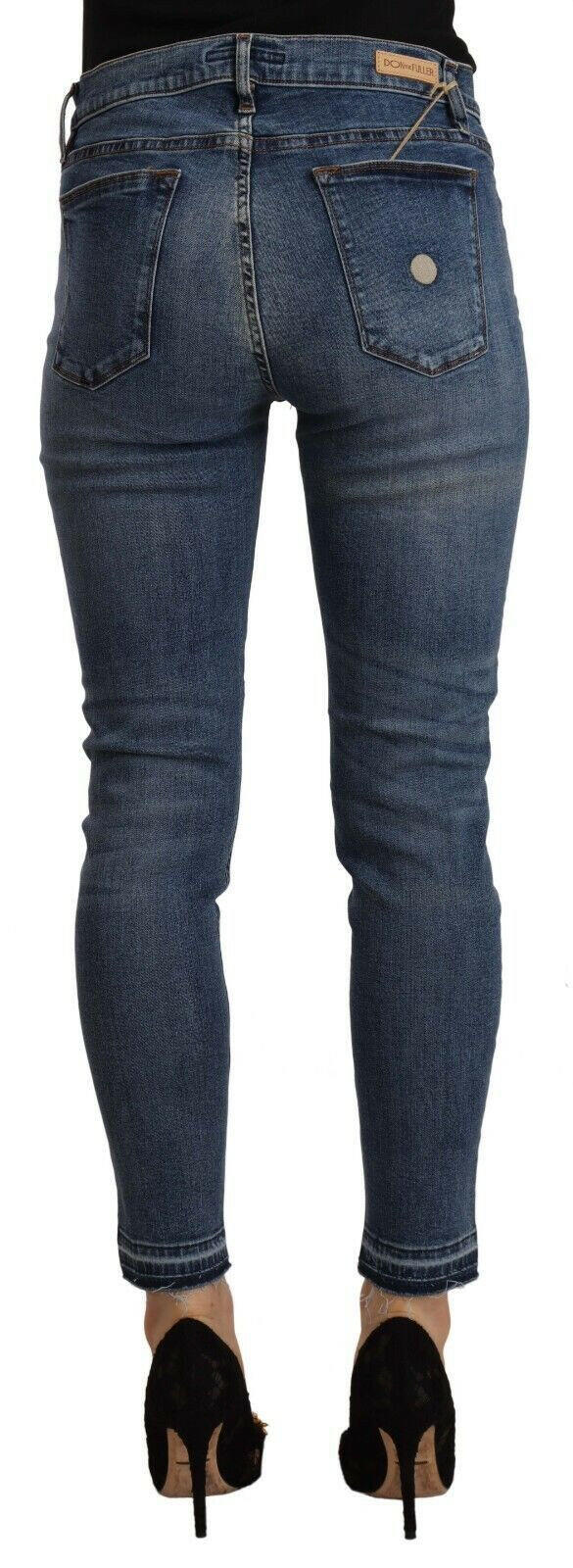 Don The Fuller Blue Mid Waist Cotton Denim Slim Fit Cropped Jeans -   -  Don The Fuller.