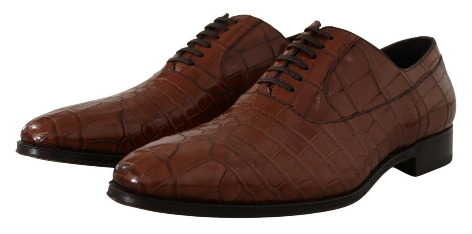 Dolce & Gabbana Brown Crocodile Leather Mens Formal Derby Shoes -   -  Dolce & Gabbana.