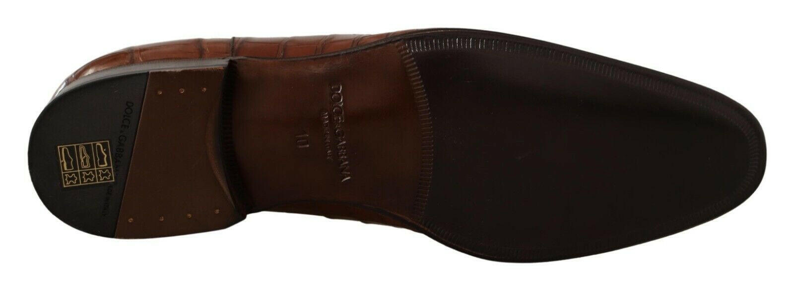 Dolce & Gabbana Brown Crocodile Leather Mens Formal Derby Shoes -   -  Dolce & Gabbana.