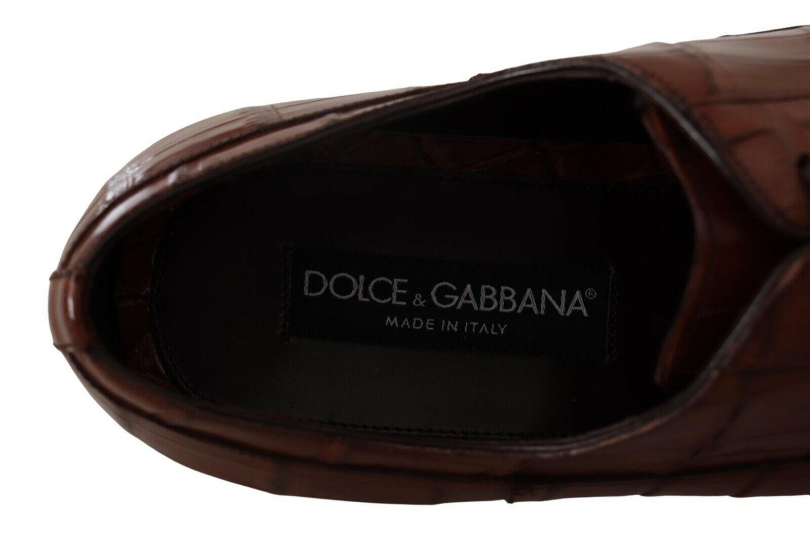 Dolce & Gabbana Brown Crocodile Leather Mens Formal Derby Shoes -   -  Dolce & Gabbana.