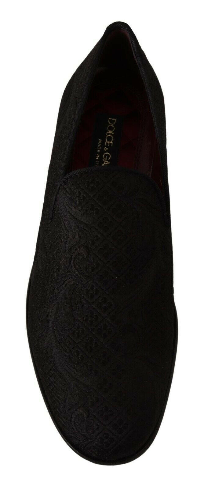 Dolce & Gabbana Black Floral Brocade Slippers Loafers Shoes -   -  Dolce & Gabbana.