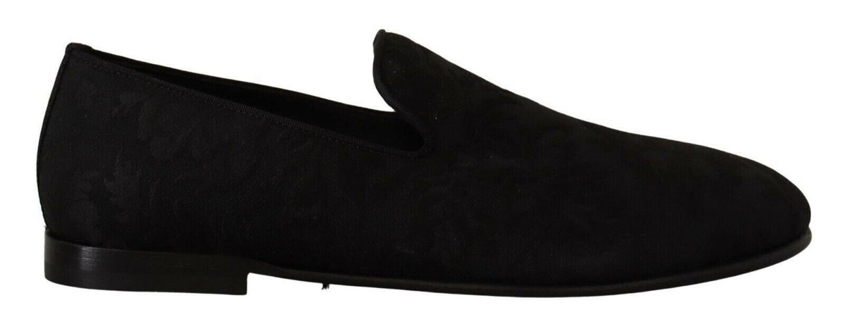 Dolce & Gabbana Black Jacquard Slippers Flats Loafers Shoes -   -  Dolce & Gabbana.