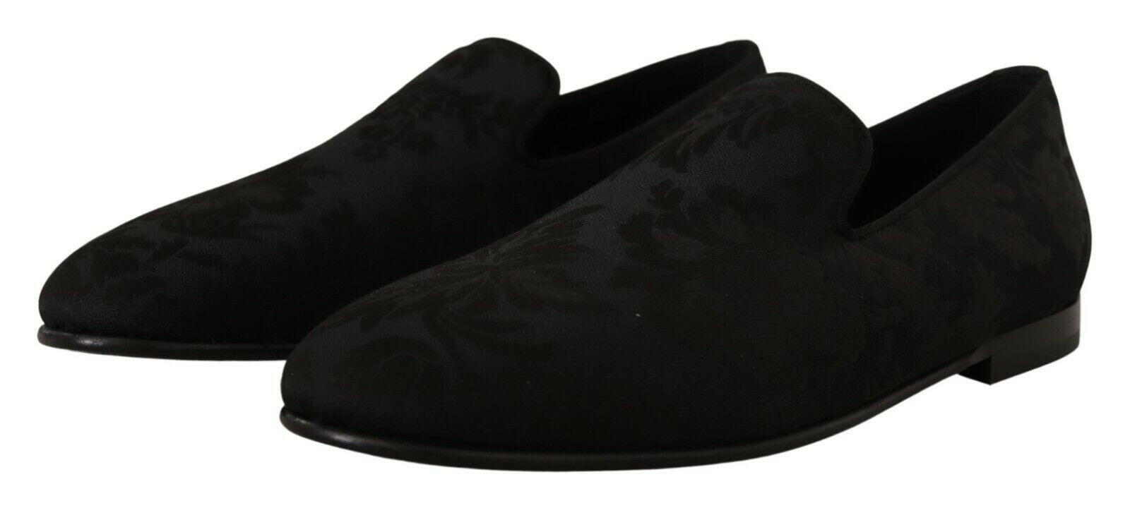 Dolce & Gabbana Black Jacquard Slippers Flats Loafers Shoes -   -  Dolce & Gabbana.