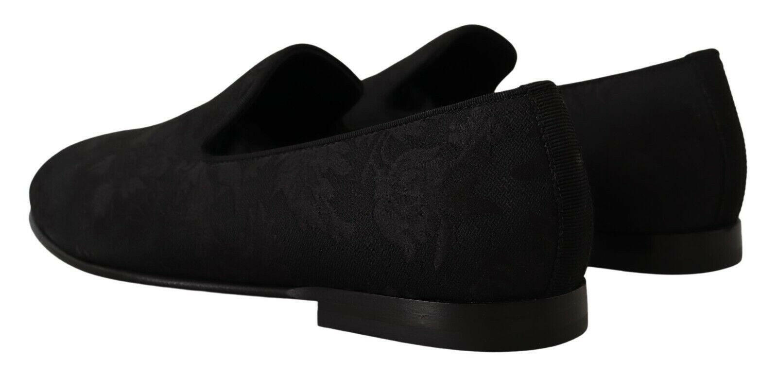 Dolce & Gabbana Black Jacquard Slippers Flats Loafers Shoes -   -  Dolce & Gabbana.
