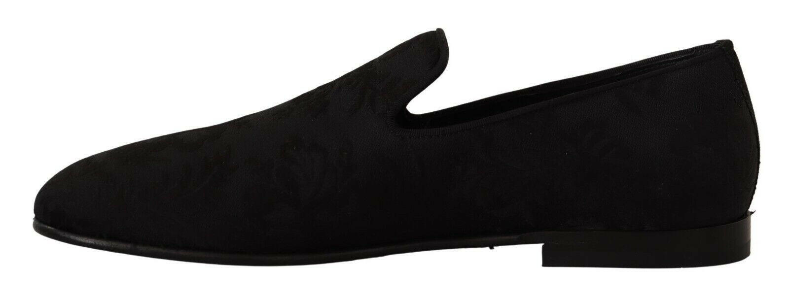 Dolce & Gabbana Black Jacquard Slippers Flats Loafers Shoes -   -  Dolce & Gabbana.