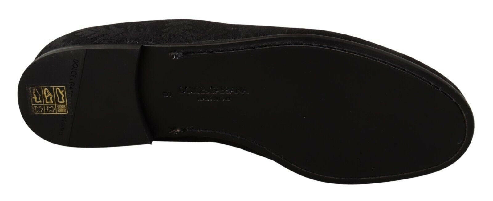 Dolce & Gabbana Black Jacquard Slippers Flats Loafers Shoes -   -  Dolce & Gabbana.