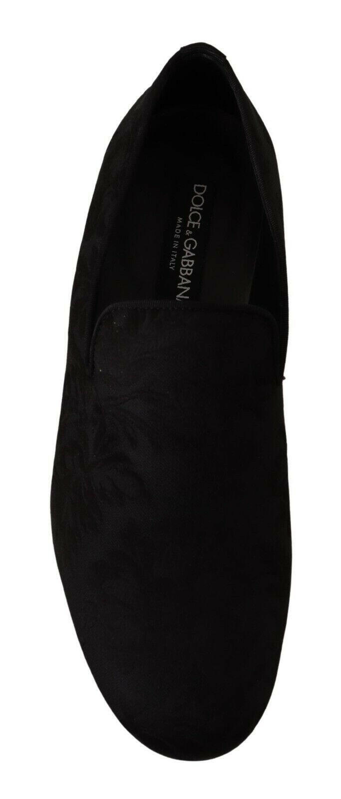 Dolce & Gabbana Black Jacquard Slippers Flats Loafers Shoes -   -  Dolce & Gabbana.