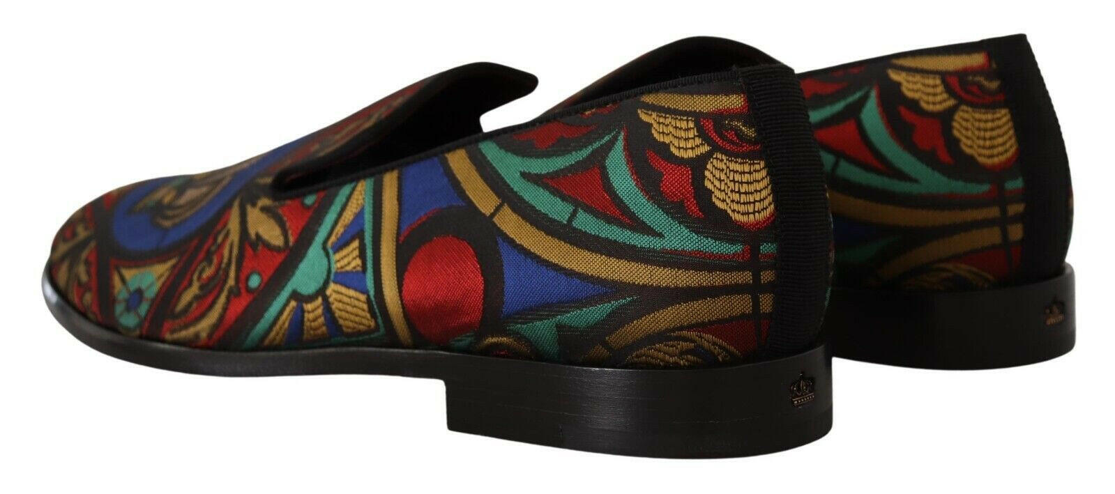 Dolce & Gabbana Multicolor Jacquard Crown Slippers Loafers Shoes -   -  Dolce & Gabbana.