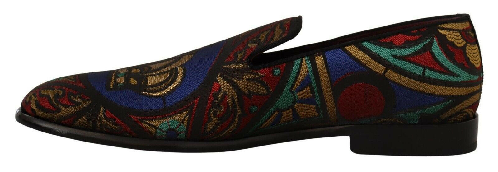 Dolce & Gabbana Multicolor Jacquard Crown Slippers Loafers Shoes -   -  Dolce & Gabbana.