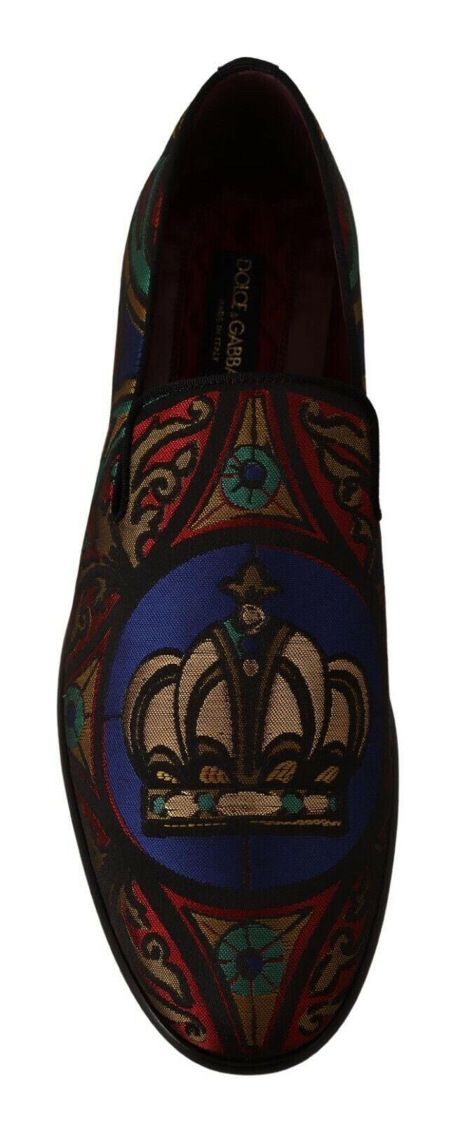 Dolce & Gabbana Multicolor Jacquard Crown Slippers Loafers Shoes -   -  Dolce & Gabbana.