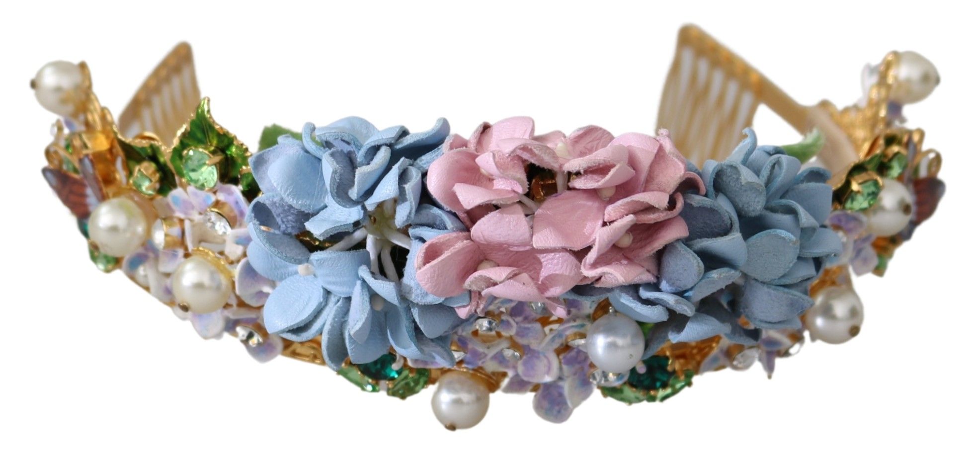 Dolce & Gabbana Gold Crystal Purple Hortensia Headband Crown Diadem -   -  Dolce & Gabbana.