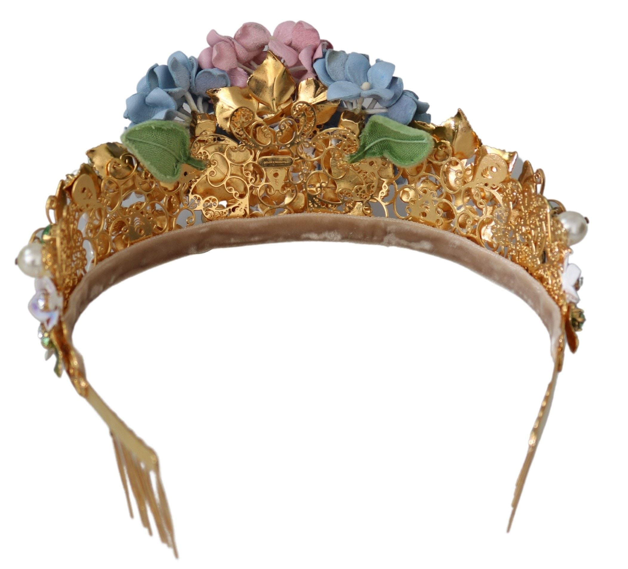 Dolce & Gabbana Gold Crystal Purple Hortensia Headband Crown Diadem -   -  Dolce & Gabbana.
