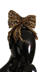 Dolce & Gabbana Gold Crystal Beaded Sequined Silk Bow Headband Diadem -   -  Dolce & Gabbana.