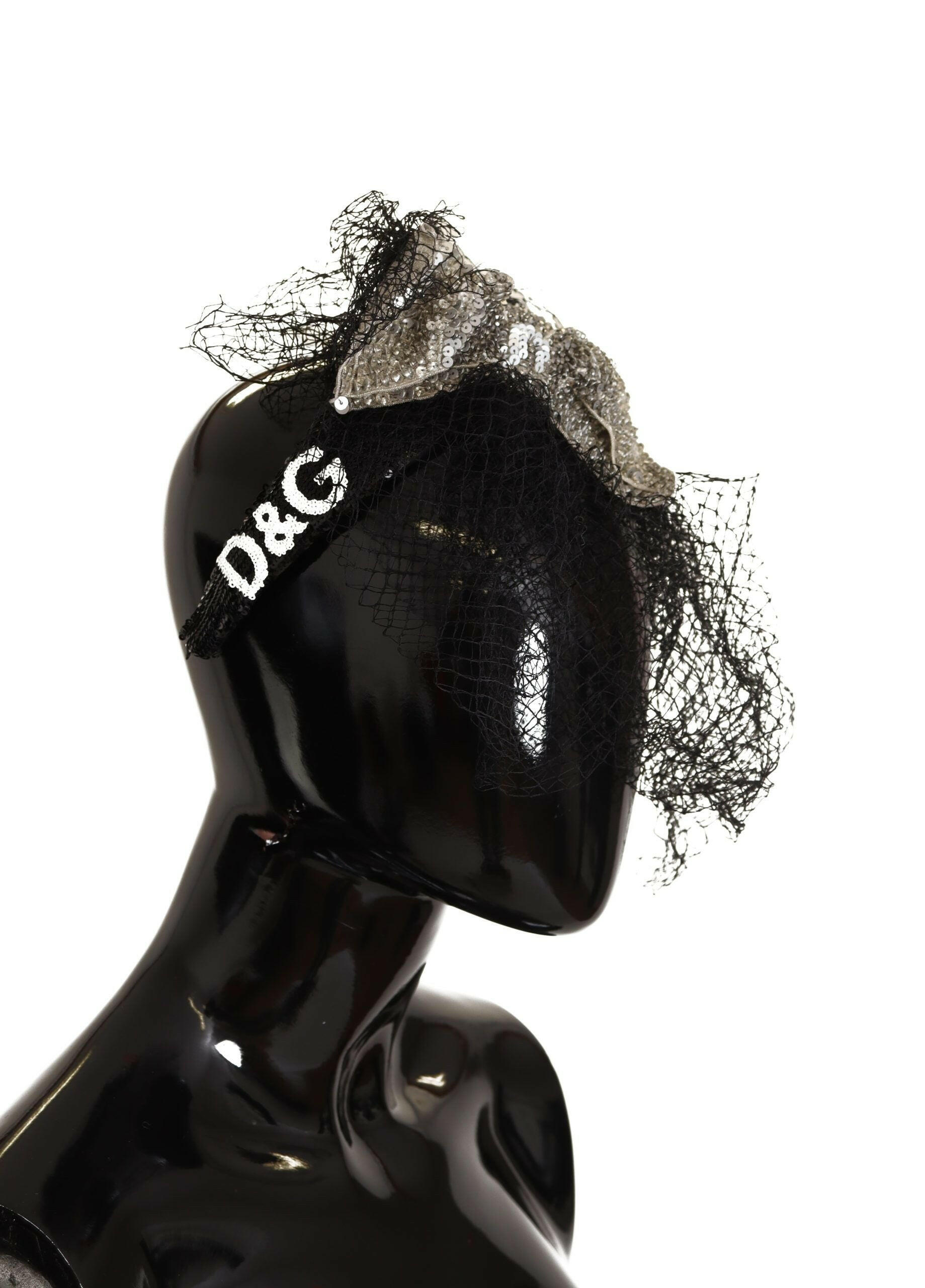 Dolce & Gabbana Black Logo Sequined Fascinator Diadem Headband -   -  Dolce & Gabbana.