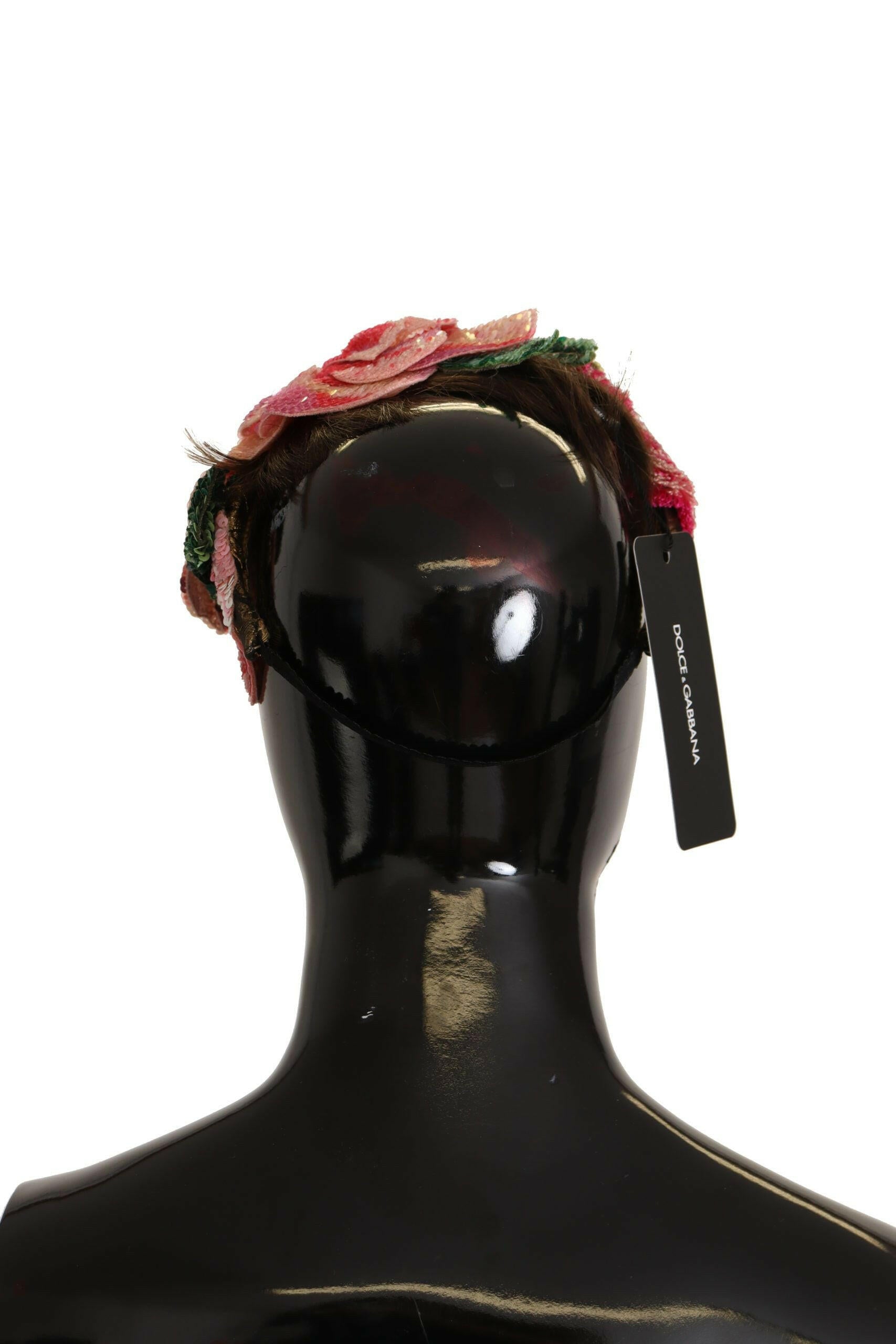 Dolce & Gabbana Multicolor Sequined Lurex Black Hair Headband -   -  Dolce & Gabbana.