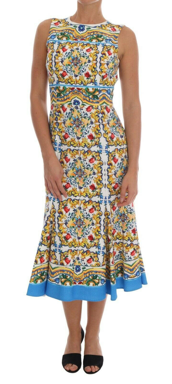 Dolce & Gabbana White Majoilca Sleeveless Sheath A-line Dress -   -  Dolce & Gabbana.