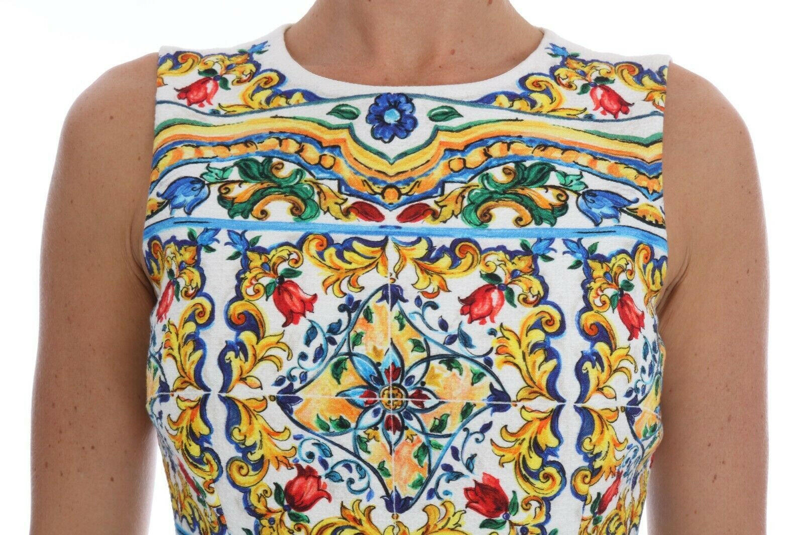 Dolce & Gabbana White Majoilca Sleeveless Sheath A-line Dress -   -  Dolce & Gabbana.