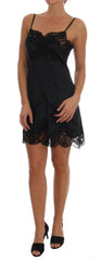 Dolce & Gabbana Black Silk Blend Lace Trim Chemise Lingerie Dress -   -  Dolce & Gabbana.
