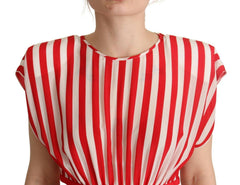 Dolce & Gabbana Red White Stripes Silk Mini A-line Dress -   -  Dolce & Gabbana.