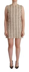 Dolce & Gabbana Beige Checkered Sleeveless Mini Shift Dress -   -  Dolce & Gabbana.