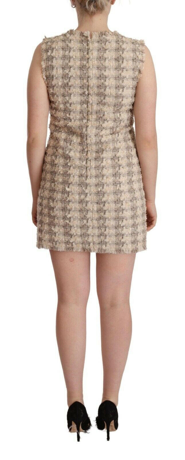 Dolce & Gabbana Beige Checkered Sleeveless Mini Shift Dress -   -  Dolce & Gabbana.