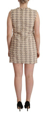 Dolce & Gabbana Beige Checkered Sleeveless Mini Shift Dress -   -  Dolce & Gabbana.