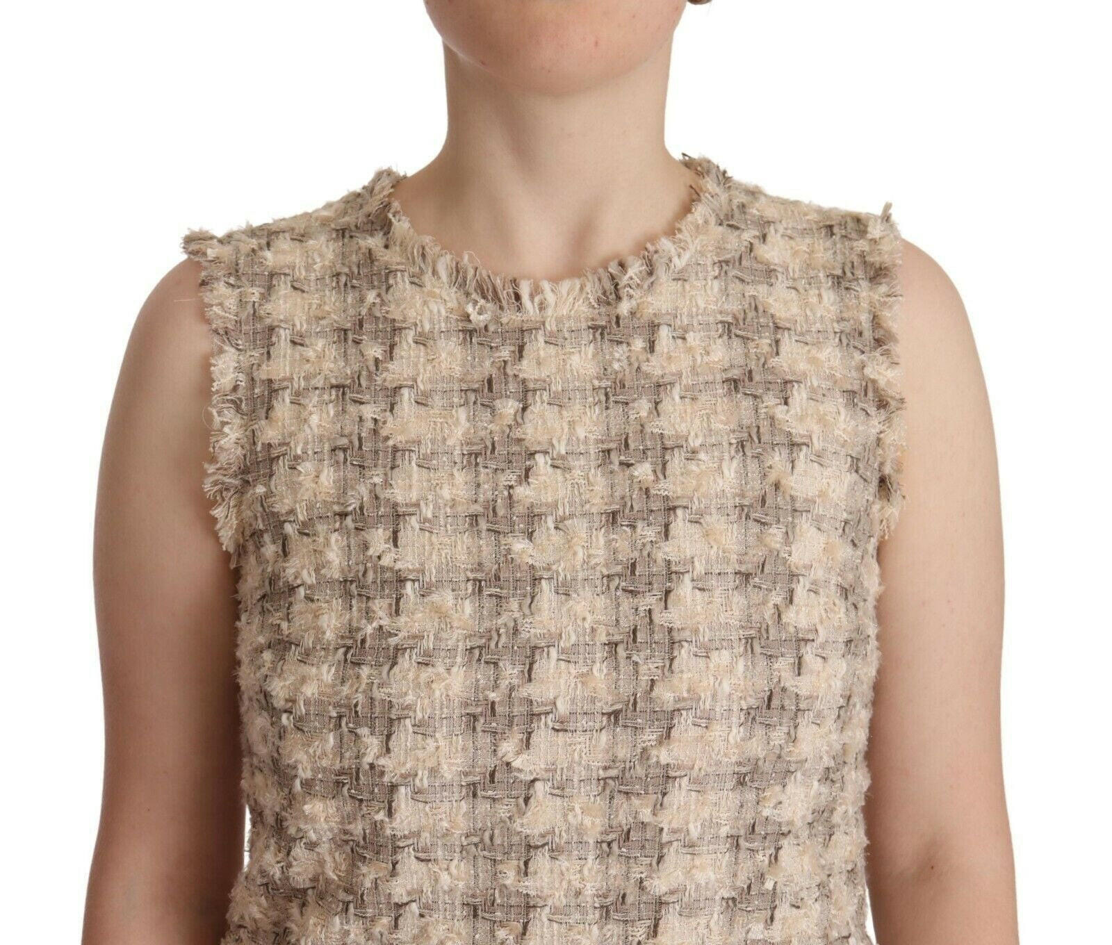 Dolce & Gabbana Beige Checkered Sleeveless Mini Shift Dress -   -  Dolce & Gabbana.
