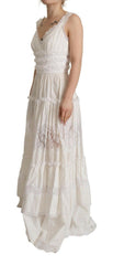 Dolce & Gabbana White Cotton Tiered Long Maxi A-line Dress -   -  Dolce & Gabbana.