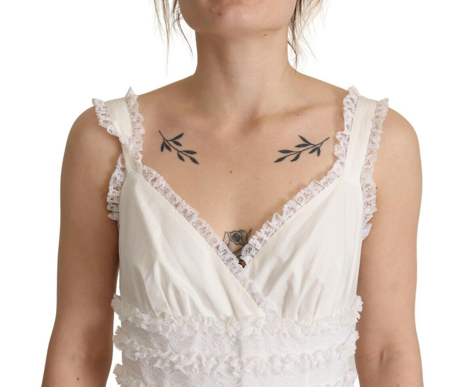Dolce & Gabbana White Cotton Tiered Long Maxi A-line Dress -   -  Dolce & Gabbana.