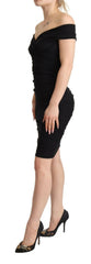 Dolce & Gabbana Bodycon Black Silk Off Shoulder Sheath Bodycon Dress -   -  Dolce & Gabbana.