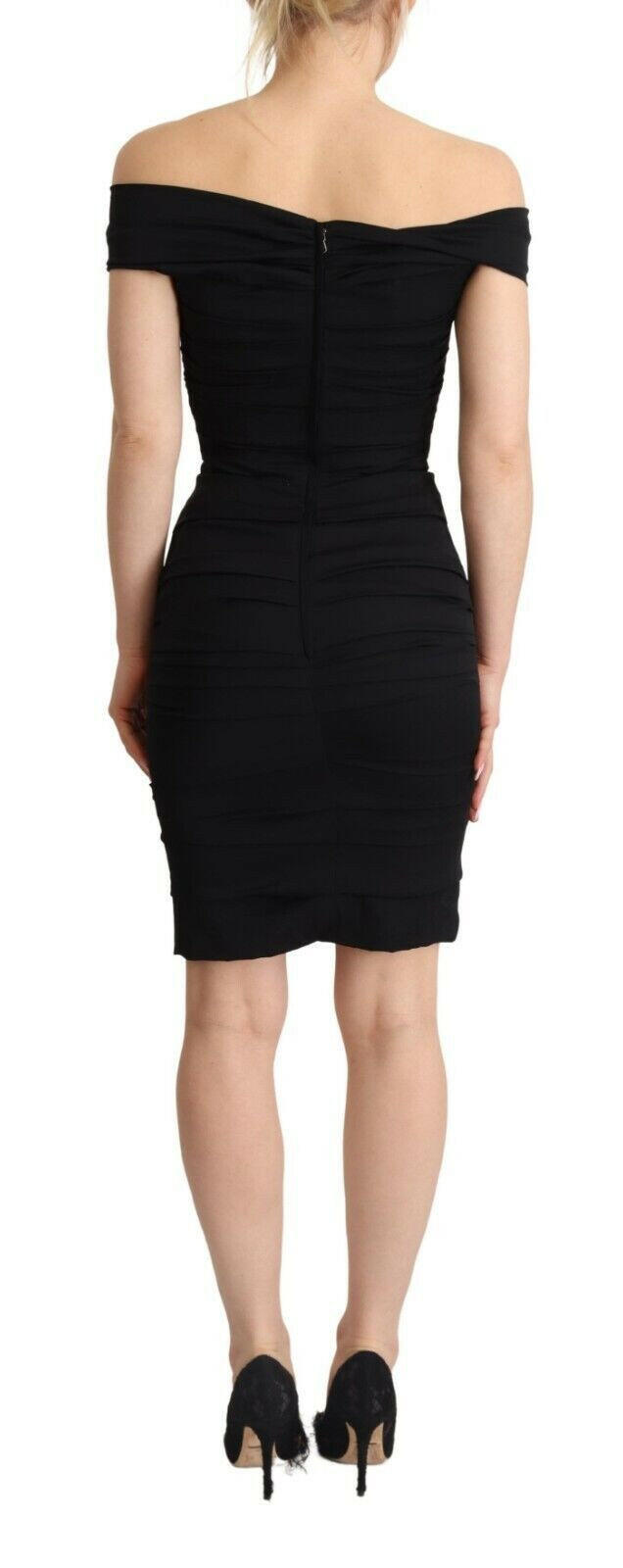 Dolce & Gabbana Bodycon Black Silk Off Shoulder Sheath Bodycon Dress -   -  Dolce & Gabbana.