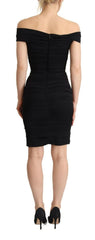 Dolce & Gabbana Bodycon Black Silk Off Shoulder Sheath Bodycon Dress -   -  Dolce & Gabbana.