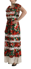 Dolce & Gabbana Multicolor Geranium Print Lace Long Maxi Dress -   -  Dolce & Gabbana.