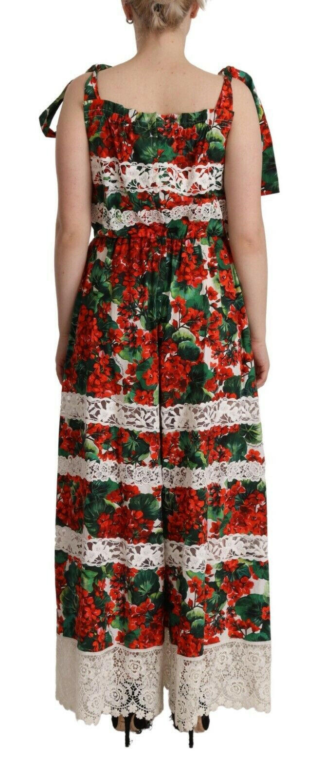 Dolce & Gabbana Multicolor Geranium Print Lace Long Maxi Dress -   -  Dolce & Gabbana.