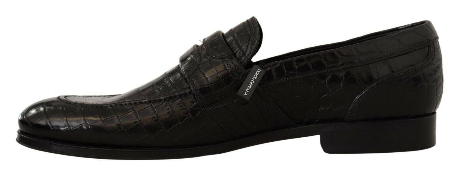 Dolce & Gabbana Black Crocodile Leather Slip On Moccasin Shoes -   -  Dolce & Gabbana.