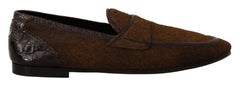 Dolce & Gabbana Brown Exotic Leather Mens Slip On Loafers Shoes -   -  Dolce & Gabbana.