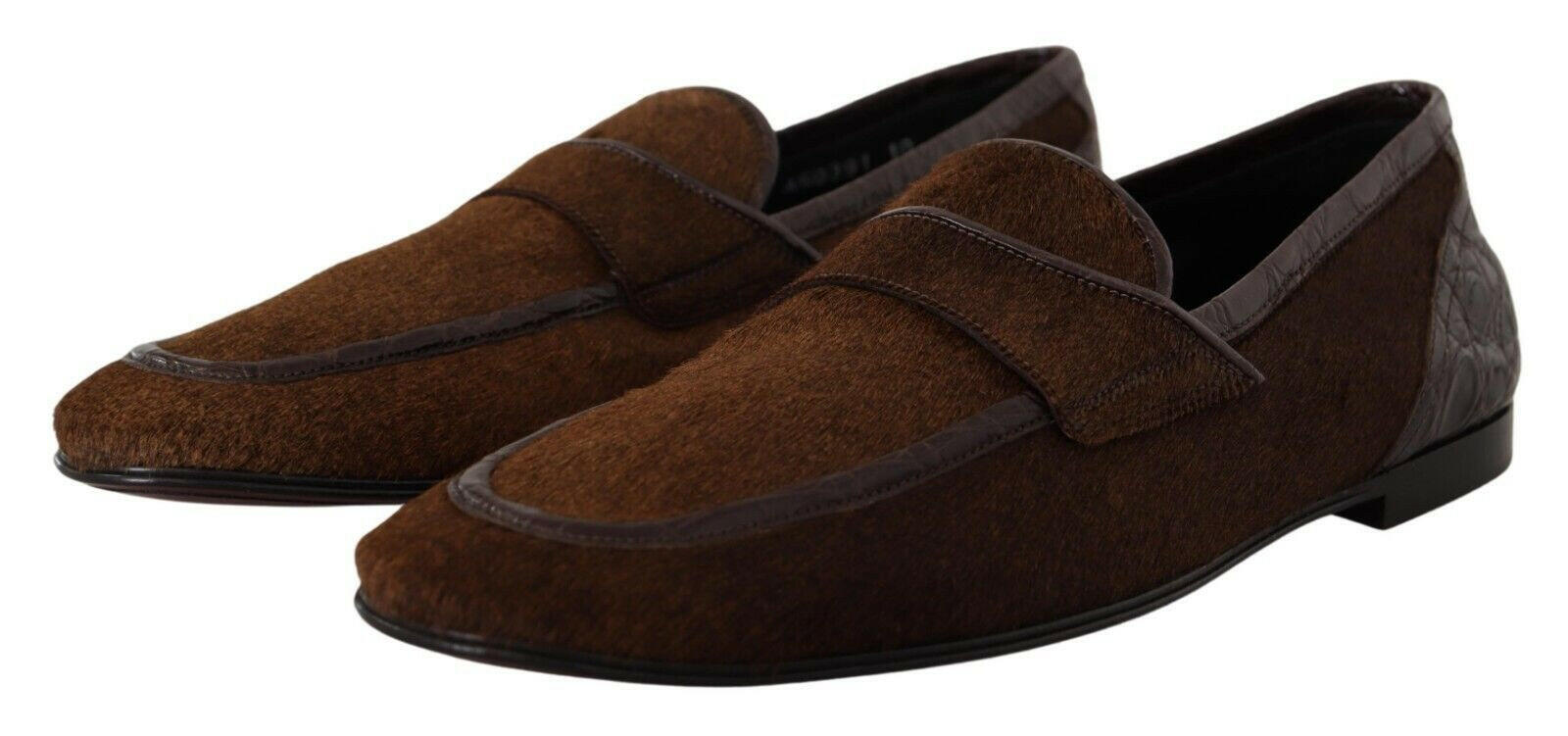 Dolce & Gabbana Brown Exotic Leather Mens Slip On Loafers Shoes -   -  Dolce & Gabbana.