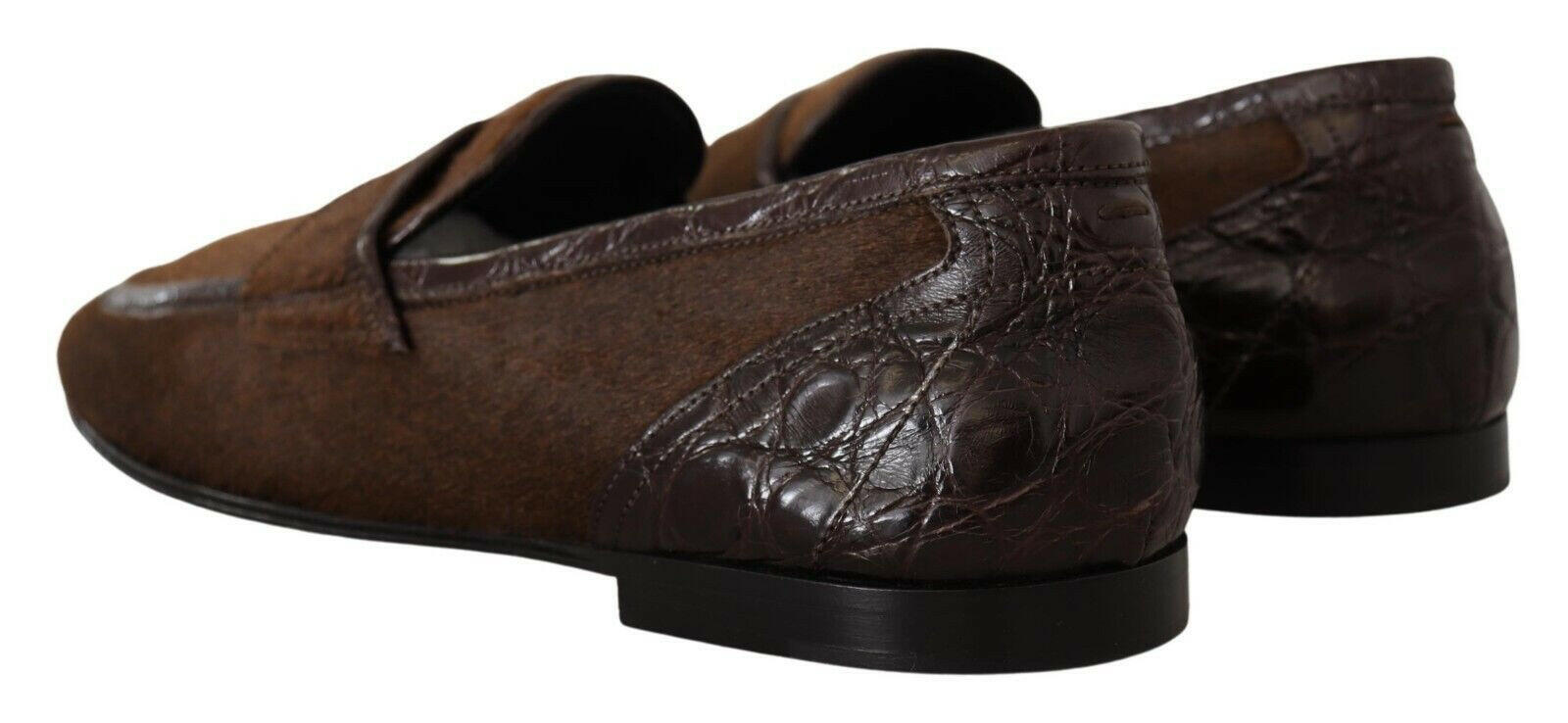Dolce & Gabbana Brown Exotic Leather Mens Slip On Loafers Shoes -   -  Dolce & Gabbana.